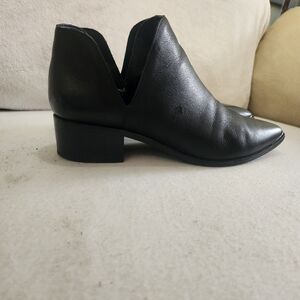Marc Fisher Black V-Cut Leather Ankle Boots